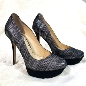 Enzo Angiolini Metallic Black Platform Pumps